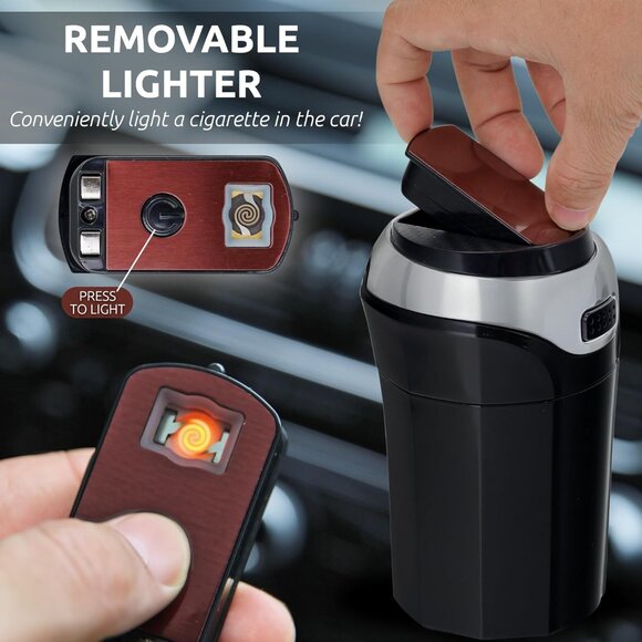 Premium Stainless Steel Car Ashtray with Easy Clean Design & Blue Light Feature - Picture 4 of 8